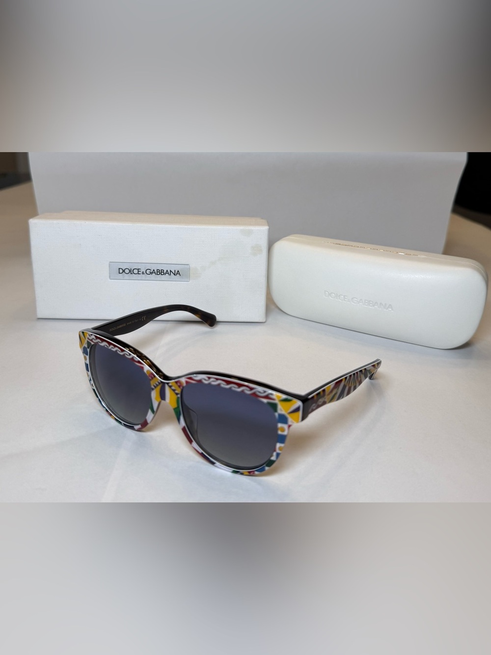 Dolce & Gabbana Multicolor Geometric Cat-Eye Sunglasses - Black Lenses